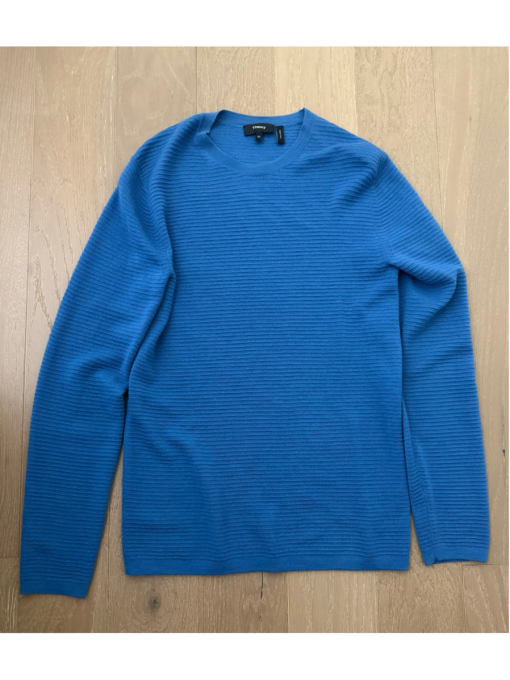 Theory Henrick Crew Merino Wool Ribbed Sweater Blue – Size XS